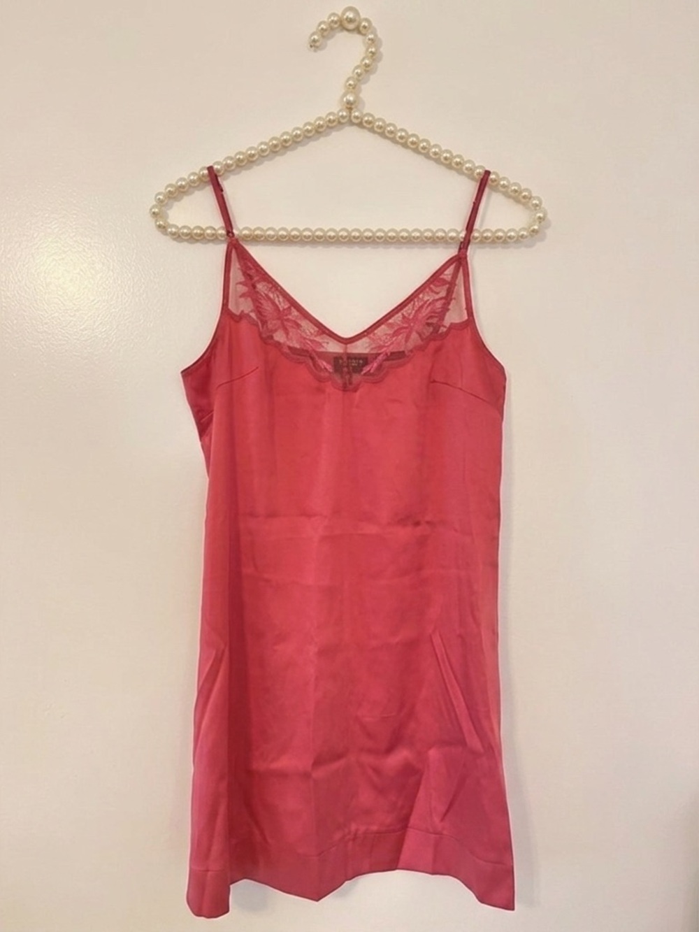 La Perla Silk Vibrant Pink Chemise with Lace